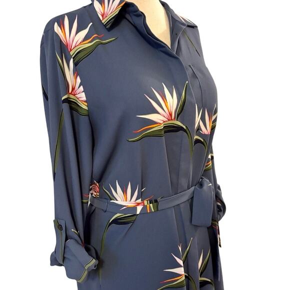 Ann Taylor Button Up T Shirt Dress Floral Small Long Sleeve - Picture 4 of 14